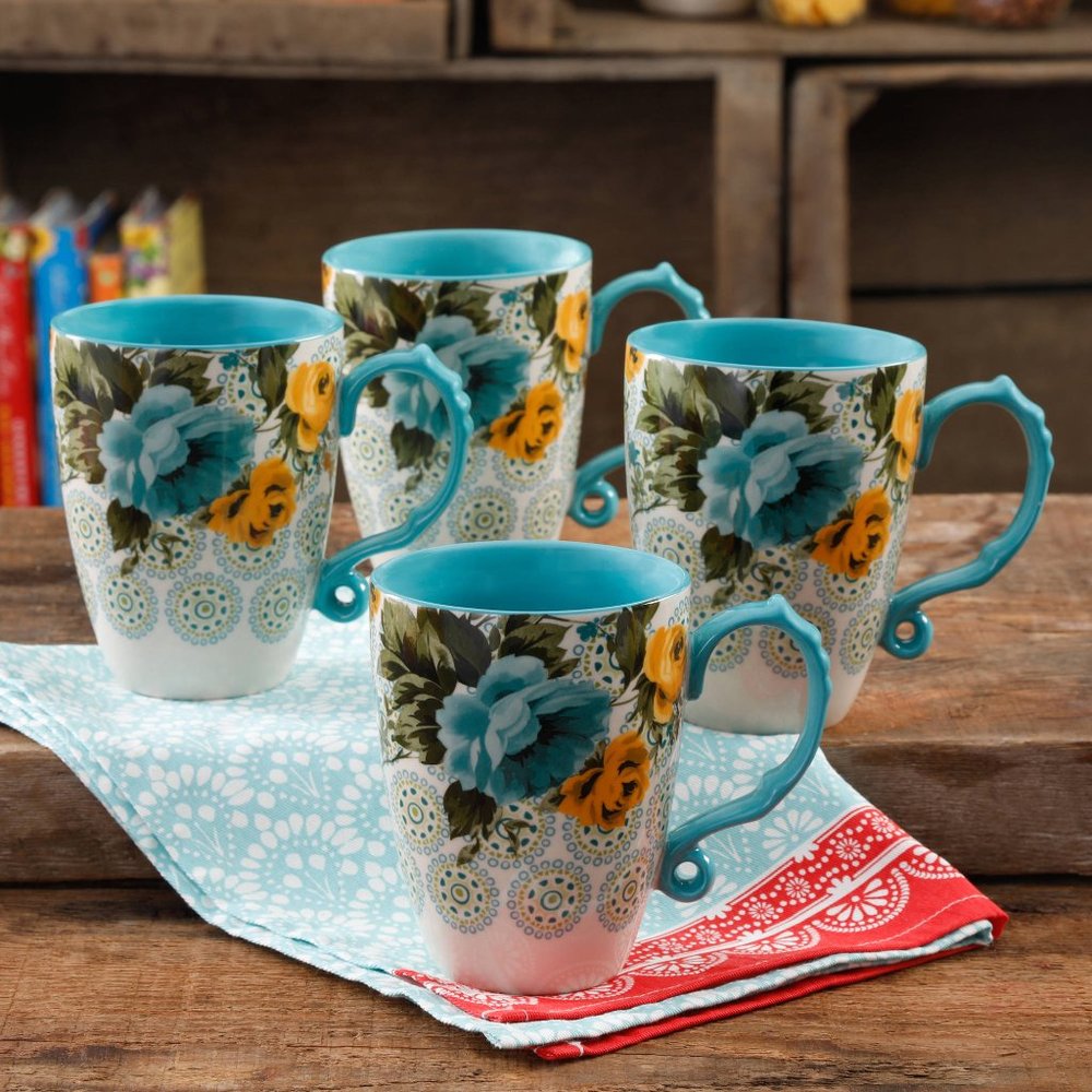 Pioneer Woman 4-Piece 26-Ounce Latte Mug Set